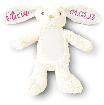 Hoolaroo Personalised Bunny Teddy Bears For Easter Present for Babies Newborn Gift New Baby 1st Easter Gifts For Boys Keepsake Soft Toy (Cream)