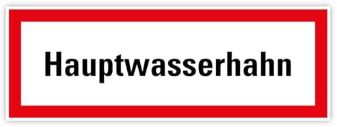 Aufkleber Brandschutz „Hauptwasserhahn“ Hinweis Feuerwehr Folie nach DIN 4066 | 21x7,4 cm