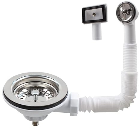 Talea Kitchen Sink Strainer Length Screw 5.5CM,SUS304 Single Collection Basket with(Round/Square) Overflow,XK186CC059-U