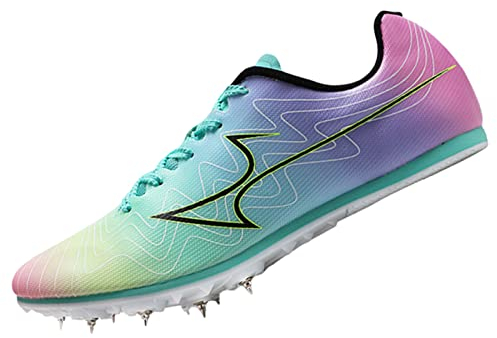 ZHENSI Leichtathletik-Schuhe Für Herren Und Damen, Spikes Sprintschuhe Leichter Rennen Laufen Springen Sneaker Für Jungen Und Mädchen,Lila,40 EU