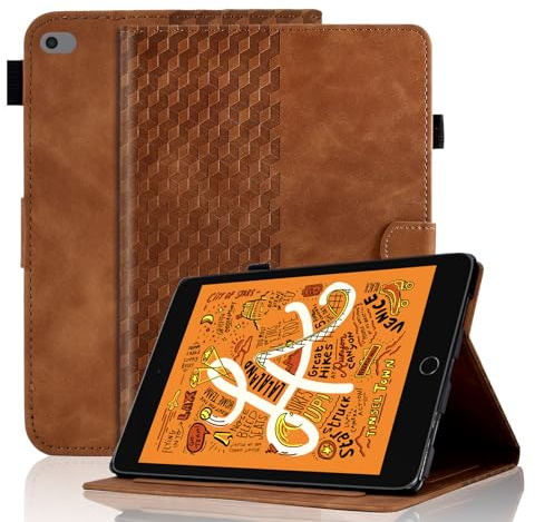 Hülle für 7.9-Zoll iPad Mini 5. 4. 3. 2 Schutzhülle Premium Ledertasche Smart Case mit Auto Schlaf/Aufwach Stifthalter Kartensteckplatz für iPad Mini 5 2019, Braun