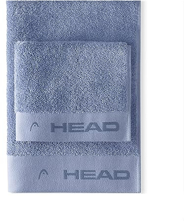 HEAD Dynamic - Asciugamani Bagno Viso e Bidet in Spugna di Puro Cotone 100% Certificato, Set Asciugamani Bagno 50x100 cm e 40x50 cm anche come Asciugamano Palestra, Morbido e Assorbente, Midnight Blue