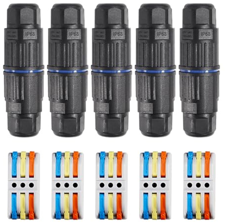 Dealikee 5 Stück Kabelverbinder Wasserdicht IP68, 3-Polig Verteilerdose Außen Erdkabel Abzweigdose Garten Kabelmuffe Verbindungsmuffe Verbindungsbox für Ø3.5-10 mm Kabeldurchmesser