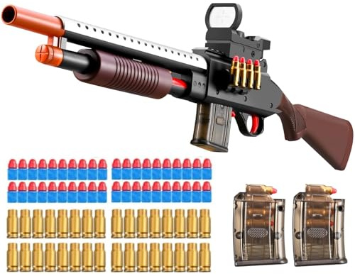Kyliandi Pump Shotgun Toy Realistic Barrel Shell ejecting Foam Blaster Gun Soft Bullet Sniper Rifle with Scope Dart Pellet Shooting Game for Boys Teens Adults Gifts Age 8-14 Year Old (Brown)