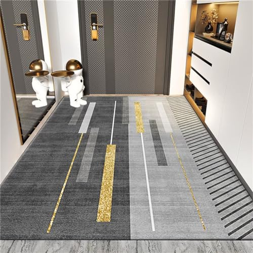 DJHWWD Balkon Outdoor Teppich Room Rechteckiger Grauer Teppichkorridor, schmutzabweisender Teppich, rutschfest Gaming auslegeware 60X90CM