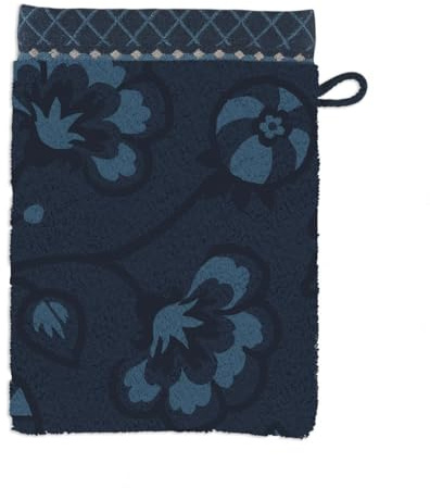 Pip Studio Jasmin Jaquard Waschhandschuh Dark Blue 16x22cm (1 Stück)