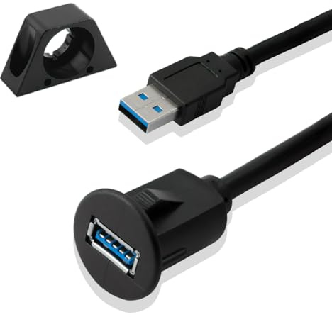 CJMUQHEHH Conector USB hembra de 1 m, conector USB 3.3 pulgadas, cable de extensión USB 3.0, carga de 10 Gbps 5 V/2 A, enchufe US B para montaje empotrado en coche/barco/RV/motocicleta, adaptador de