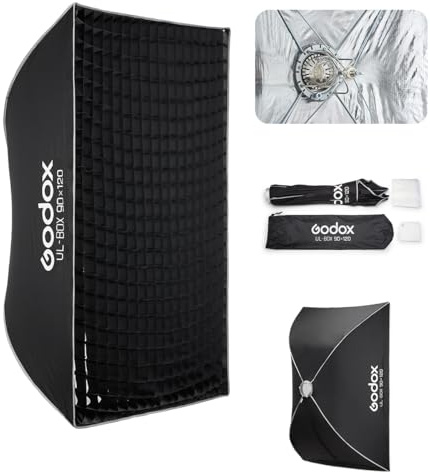 Godox Godox Boîte à lumière parapluie à dégagement rapide 90 x 120 cm, support Bowens avec diffuseurs avant et intérieurs amovibles pour photographie, diffusion en direct, portrait