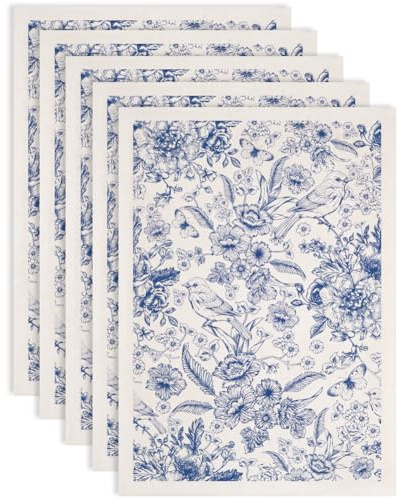 SUPERDANT 5Pcs Retro Blumen Vogel Unterglasur Transferpapier Keramik Aufkleber Porzellan Dekoration Blaue Abziehbilder Tonpapier 52x37cm