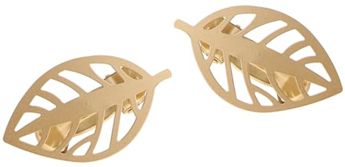 Embrasses, Pinces à Rideaux Décoration en Métal, Modèle Petite Feuille, Couleur Or Mat, 2 Pièces