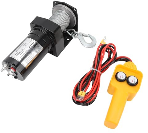 TIKATARER Verricello Elettrico 2000 Libbre con Telecomando, Verricello Elettrico DC12V, Cavo in Acciaio Impermeabile, per Rimorchio per ATV, UTV, Camion, SUV, Fuoristrada
