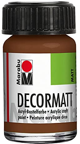 Marabu 14010039047 Decormatt acrilico marrone chiaro 047, 15 ml, vernice acrilica a base d'acqua, cremosa e colorata, resistente alla saliva, alle intemperie, per pittura e stencil