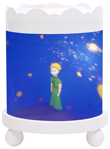 Trousselier - Der kleine Prinz - Nachtlicht - Magisches Karussell - Ideales Geburtsgeschenk - Farbe Holz weiß - animierte Bilder - beruhigendes Licht - 12V 10W Glühbirne inklusive - EU Stecker