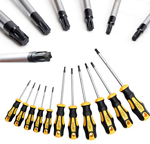 CCLIFE Tournevis Torx T6-T40 kit de précision, 11 Pièces sans Trou Central