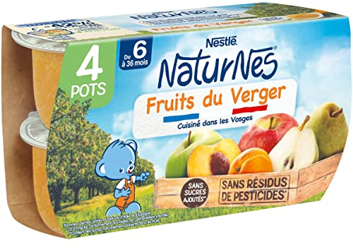 Nestlé Naturnes - Purée de Fruits Bébé - Fruits du Verger - dès 6 Mois - 4X130g