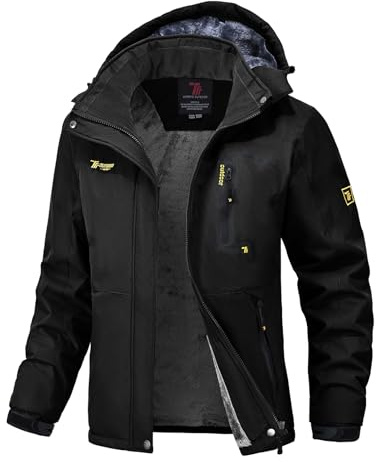 donhobo Veste Polaire pour Femme - Imperméable - Respirant - Épais - Coupe-Vent - Veste Fonctionnelle d'extérieur avec Capuche Amovible - Noir - M