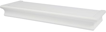 HIGH & MIGHTY Decorative 18 Floating Shelf Holds up to 15 lbs, Easy Tool-Free Dry Wall Installation, Beveled, White | 515654