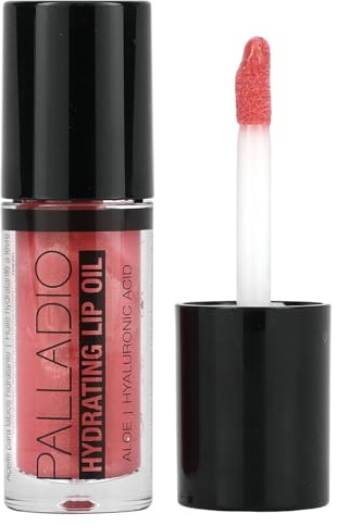 Palladio Hydrating Lip Oil Infused with Hyaluronic Acid, Non-Sticky Formula, Subtle shine with tinted sheer color, liquid lipstick, locks in moisture to prevent chapped lips 0.13 Oz. (FLY)