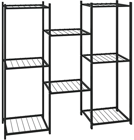 vidaXL Soporte para Flores Plantas Altas Jardín Parque Terraza Balcón Patio Almacenamiento Estantería Esquina Exhibición de Hierro Negro