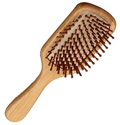Bamboo Hair Brush, Paddle Hair Brush Portable Bamboo Brush Massage Hairbrush for Long Short Curly Thick Thin Hair for Detangling and Smoothing