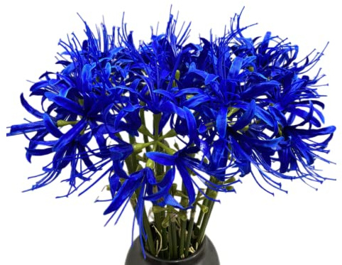 XIZHI 5 Stems Artificial Spider Lily Flowers 23.6 Inches Lycoris Bulbs Spider Lilies Artificial Flowers with Long Stem Real Touch for Photography Hotel Garden Decoration (Blue)