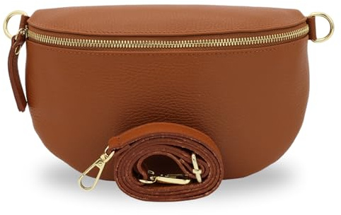 Brise Art SAHEL Damen Bauchtasche Echtleder Handgefertigt Crossbody Bag | Damen Umhängetasche, Echtes Leder, Schultertasche mit Ledergurt, 2 Fächer, Wasserabweisend, Made in Italy