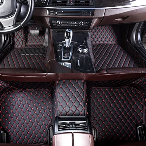EKEGUY Autoteppich Für VW Für Tiguan Für Allspace Für Tiguan L LWB 2017~2023 7-Sitzer Auto-Fußmatten Leder Fussmatten Auto (Farbe : Schwarz Rot)