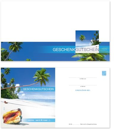 GESCHENKGUTSCHEINcom by POS-HAUER. 25 Gutscheine, blanko zum selbst Ausfüllen. Für Reisebüro Reise Urlaub.