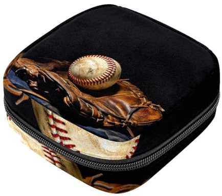 Borsa mestruale,Sacchetto di immagazzinaggio del tovagliolo sanitario,Vintage Baseball Gloveball Sport,Tampon Bag per borsa