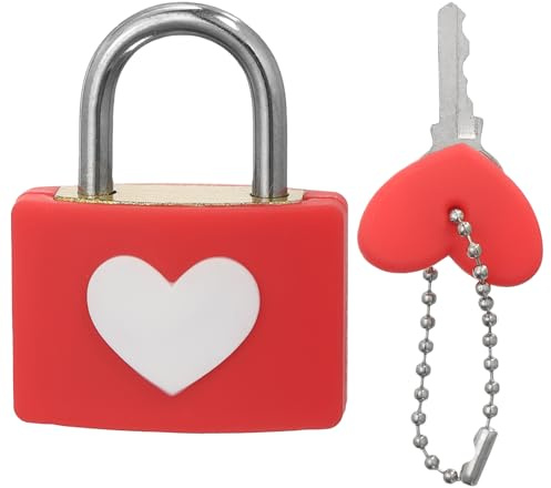 PATIKIL Love Locks Heart Padlock with Key Set, Love Couple Lock Wish Lock Romantic Heart Lock for Lovers Lock Bridge Wedding Anniversary Travel Present, Red