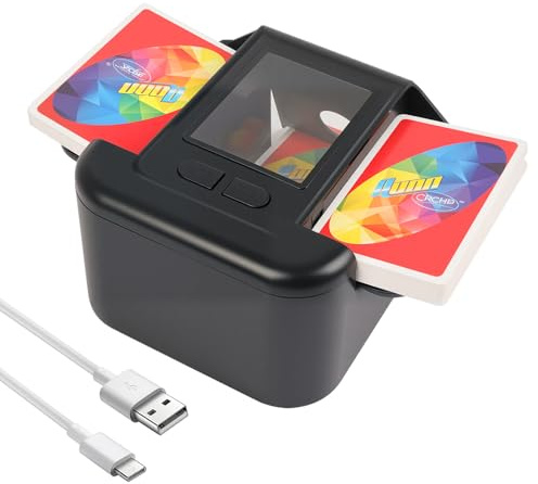 ZAKVOP Elektronisk kortblandare, kortblandare 2 000 mAh uppladdningsbart batteri, snabbspelande kortmixer, lågbrus kortmixer för UNO, poker, skyjo, hoppa bo (svart)