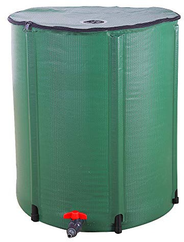 Foldable Garden Rain Barrel，Portable 66 Gallon Rain Barrel with Zipped Lid Drain Tap and Filter Spigot Collapsible Rainwater Collection System for Outdoor Water Storage