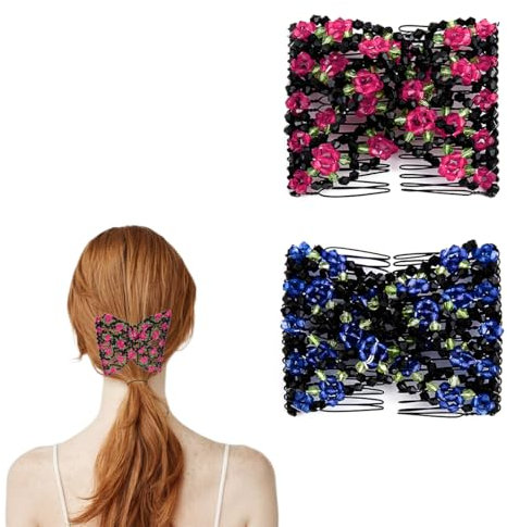 PNPGDYK 2 Piezas Magic Hair Combs Pinza de Pelo Elástica Doble Clips Peinetas Elásticas de Pelo para Mujer Moda Mágica Peine para el Cabello Mágico