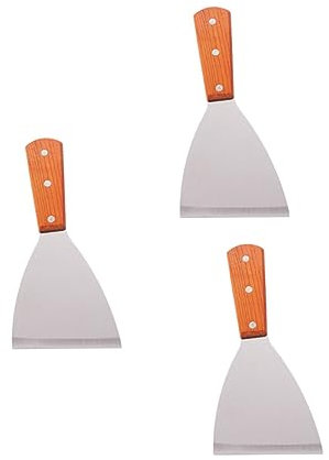 ULTECHNOVO 3 Pezzi Spatola Da Bistecca Con Manico in Legno Grigliare Facile Turner Premere Bistecchiera Antiaderente Pale Per Torte Sminuzzate Bordo in Acciaio Inossidabile Tagliato Brown