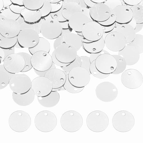 QUARKZMAN 600Pcs Lentejuelas Planas Redondas 10mm/0.4 Pulgadas Lentejuelas | Sueltas Plateadas, Para Costura Manualidades DIY Bordado Ropa Fabricación De Joyas