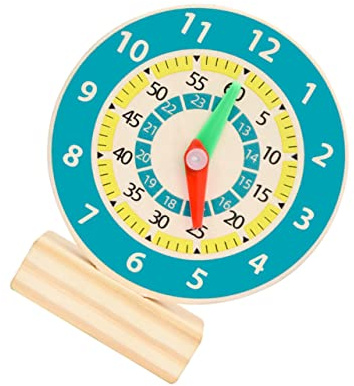 FRCOLOR Holzuhr Lernspielzeug Lernuhr mit Bunten Zahlen Pädagogisches Holz Clock Modell für Frühe Bildung Farbenfrohes Sicheres Uhrzeit Lernen zur Kognitiven im Kindergarten