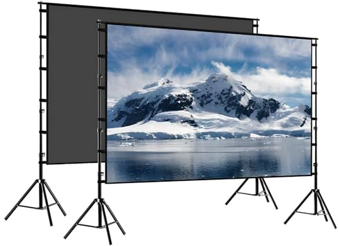 Bärbar 4K HD-projektor med stativ och bärväska 160° vidvinkel stöder 84/100/120/150 tums skärmar – perfekt för hemmabio camping kontor presentationer