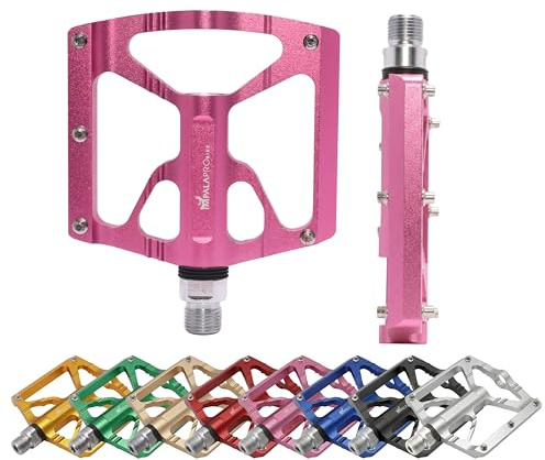 IMPALAPRO Alu Plattform Fahrradpedal CNC Ultraleicht 320g | Fahrrad Pedale Mittelplattform 97x92mm, Cr-Mo Achse Versiegelt, 10 Edelstahl-Pins Wechselbar – MTB, Stadt, BMX