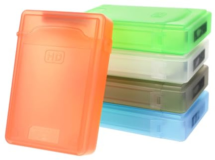 LALAFINA Caja Protectora para Disco Duro 2.5 Pulgadas 5 Unidades Plástico Duro Colores, y Estuche Almacenamiento Portátil para Hogar y Oficina