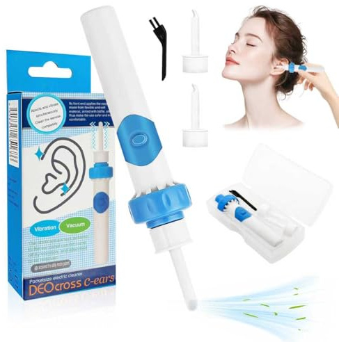 Shinybox Limpiador de Oidos, Earwax Sucker con 2 Cabezales de Repuesto Lavables, Removedor de Cera para Oídos, Aspirador de Cerumen, Adecuado para Niños y Personas