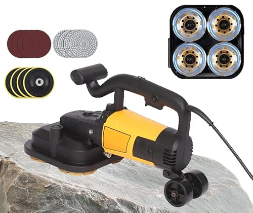 Máquina pulidora eléctrica, amoladora de suelo de hormigón resistente con ruedas, 6 velocidades ajustables, 3 discos de molienda, 3800 W para pulir superficies de piedra y hormigón