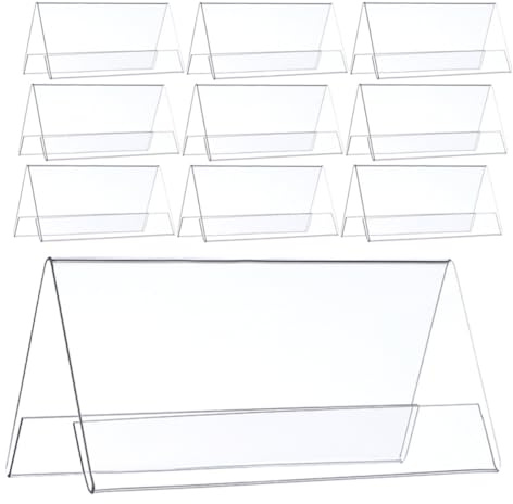 COHEALI 10 Pezzi Porta Targhetta da Tavolo per Conferenze ed Eventi Design Doppio Lato in Pet Trasparente per Disposizione Chiara dei Posti e Aspetto Professionale