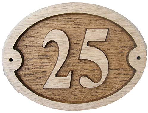 OVAL NATURAL OAK WOODEN HOUSE DOOR NUMBER 7 x 6 DEEPLY EMBOSSED ENGRAVED NATURAL WOOD SURFACE SIGN PLAQUE HOUSE WARMING GIFT