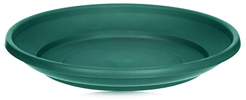 WINSOME Plant Pot Saucer - Heavy Duty Round Plastic Plant Pots Drip Base Tray Indoor & Outdoor Garden Ornament Accessories (Forest Green, 20cm Dia X 3cm Deep)