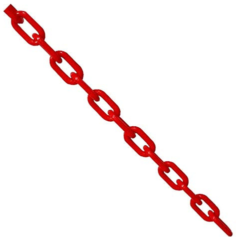 TOOLSTAR Kunststoffkette, 6 mm x 5 m, Absperrung, Kunststoffkette, Parkplatzsperre, Straßen-Warnblock-Barriere, verschiedene Farben, für Haus, Garten, Lager, Verkehr – Rot