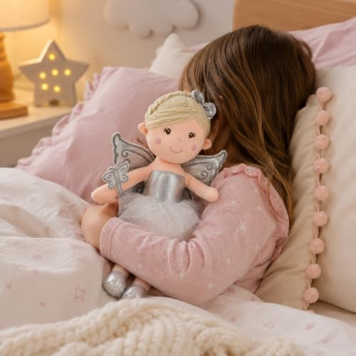 Sweety Toys 11759 Stoffpuppe Fee Plüschtier Prinzessin 30 cm Silber | Plüschtier für magische Momente im Kinderzimmer.