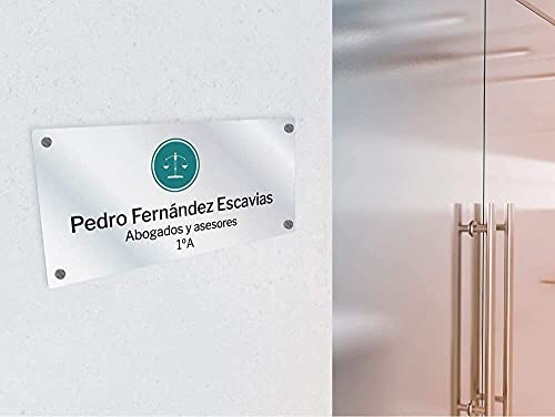 Oedim Placas Personalizadas Rotuladas Fabricadas en metacrilato, 43x30cm, Forma Cuadrada, Resistente y Económico