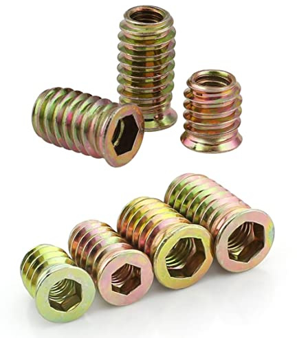 CONPHERON 10 Stück M10x30mm Möbel Mutter Zinklegierung Möbel Nuss Gewindeeinsatz Holz Einschraubmutter aus Verzinktem Stahl mit Innensechskant