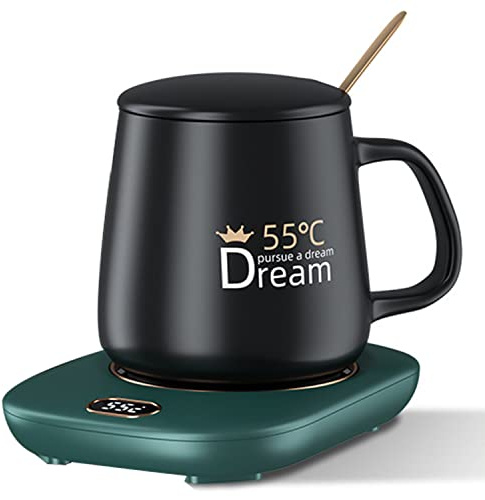 Chauffe Tasse Chauffe Boissons avec Plaque électrique Jusqu'à 65? pour Le Bureau, Chauffe Tasses à café avec 3 Réglages de Température pour Chauffer Le café, Le thé, Chocolat au Lait (B:Black)