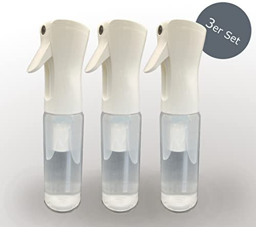 Bioxenic Sprühflaschen transparent, nachfüllbar, ultrafeiner kontinuierlicher Sprühnebel, 300 ml, 3er Set, Wassersprüher für Friseurbedarf, Haare, Haus und Garten, Blumen, Tiere, Desinfektion